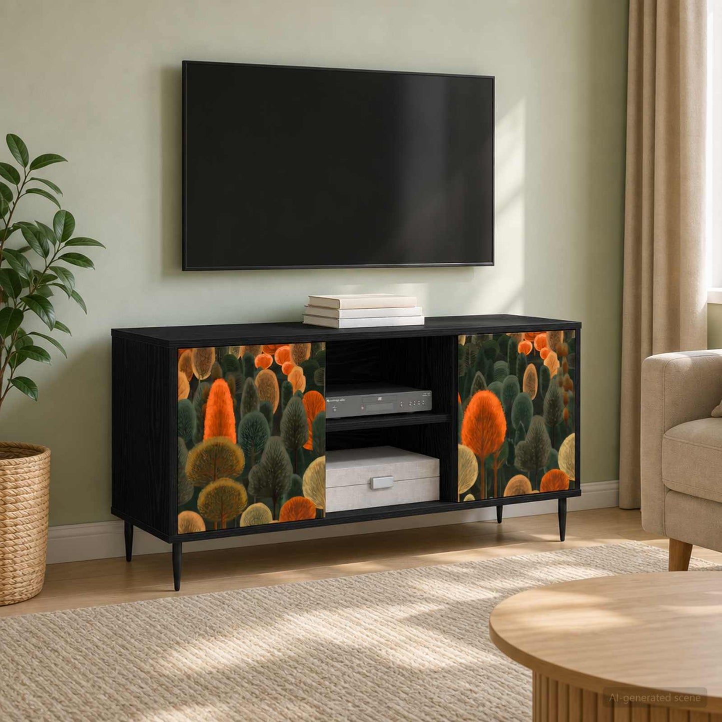 vidaXL TV Cabinet ZAANDAM 102 x 33 x 51 cm Black Oak Engineered Wood