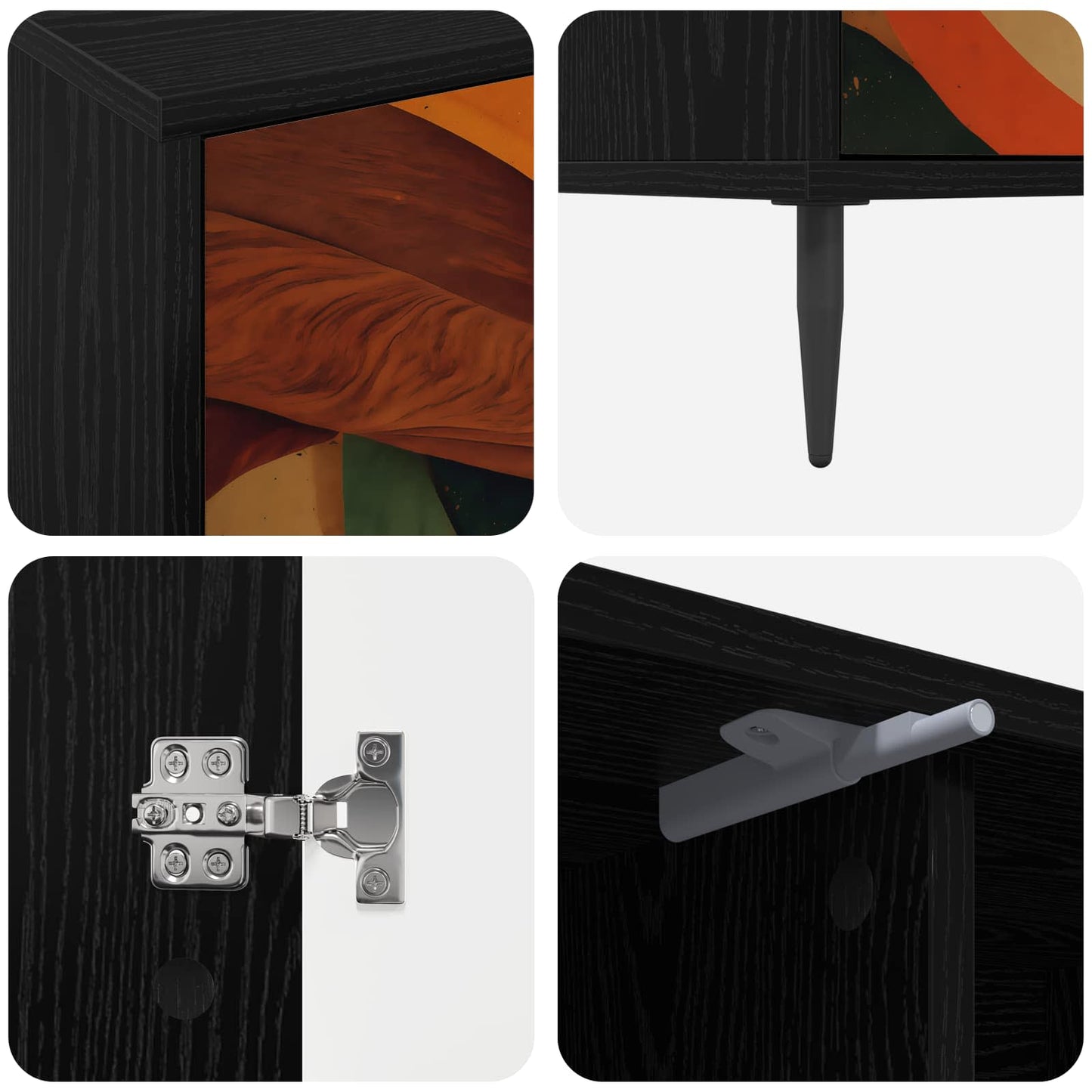 vidaXL TV Cabinet BONN 102 x 33 x 51 cm Black Oak Engineered Wood