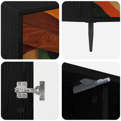 vidaXL TV Cabinet BONN 102 x 33 x 51 cm Black Oak Engineered Wood