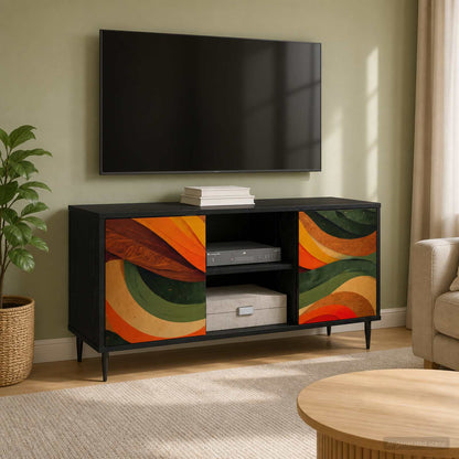 vidaXL TV Cabinet BONN 102 x 33 x 51 cm Black Oak Engineered Wood