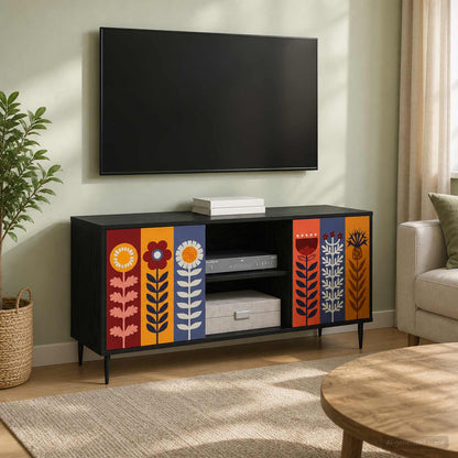 vidaXL TV Cabinet ESSEN 102 x 33 x 51 cm Black Oak Engineered Wood