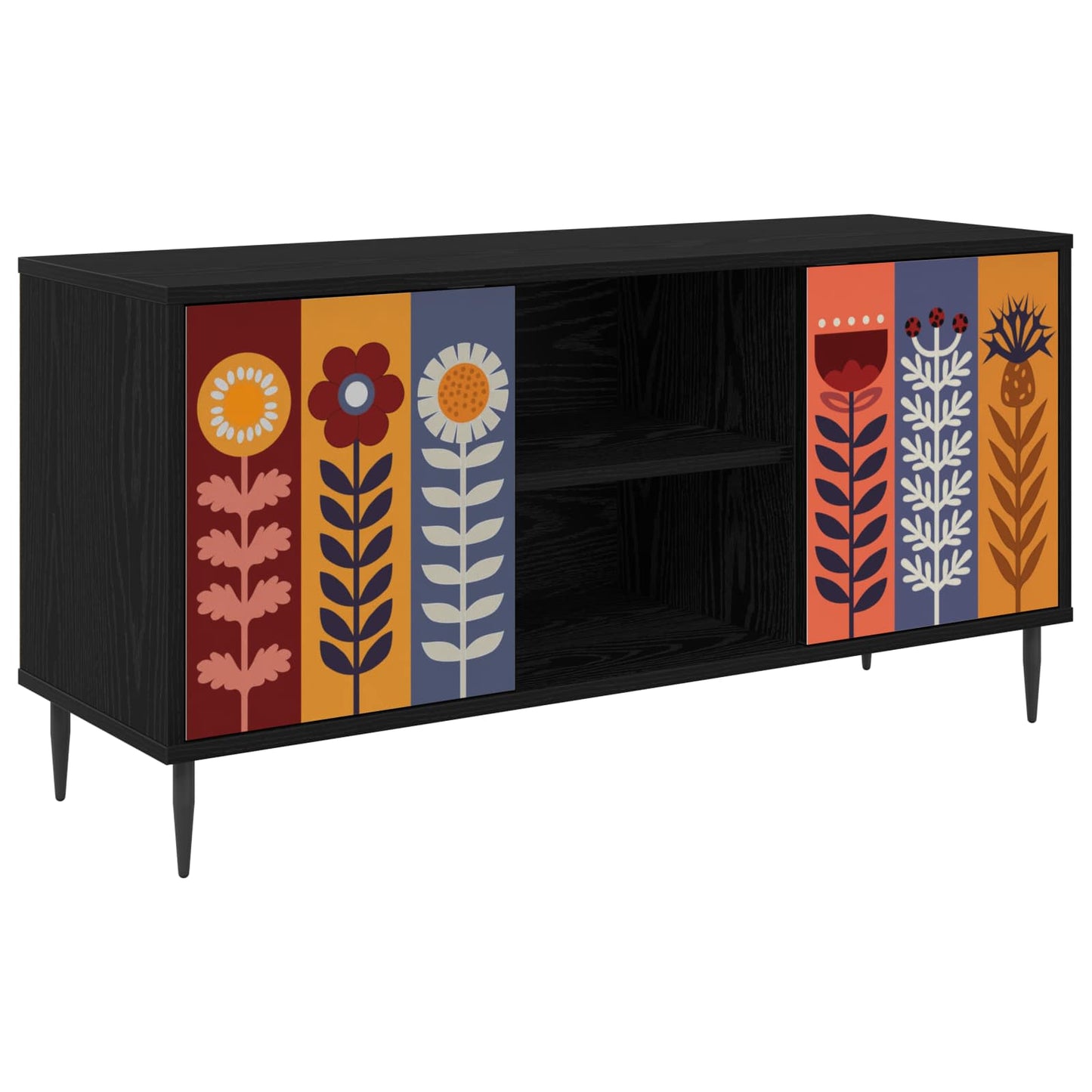 vidaXL TV Cabinet ESSEN 102 x 33 x 51 cm Black Oak Engineered Wood