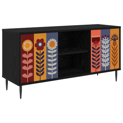 vidaXL TV Cabinet ESSEN 102 x 33 x 51 cm Black Oak Engineered Wood