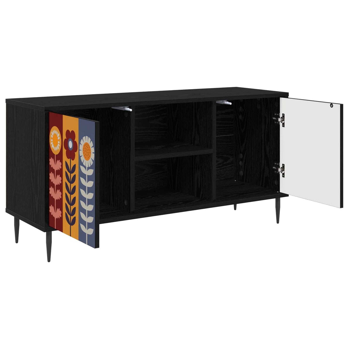 vidaXL TV Cabinet ESSEN 102 x 33 x 51 cm Black Oak Engineered Wood
