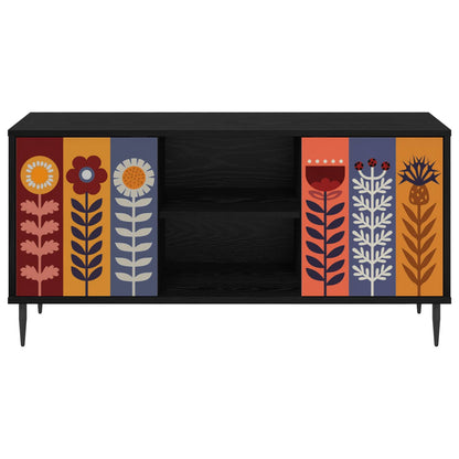 vidaXL TV Cabinet ESSEN 102 x 33 x 51 cm Black Oak Engineered Wood