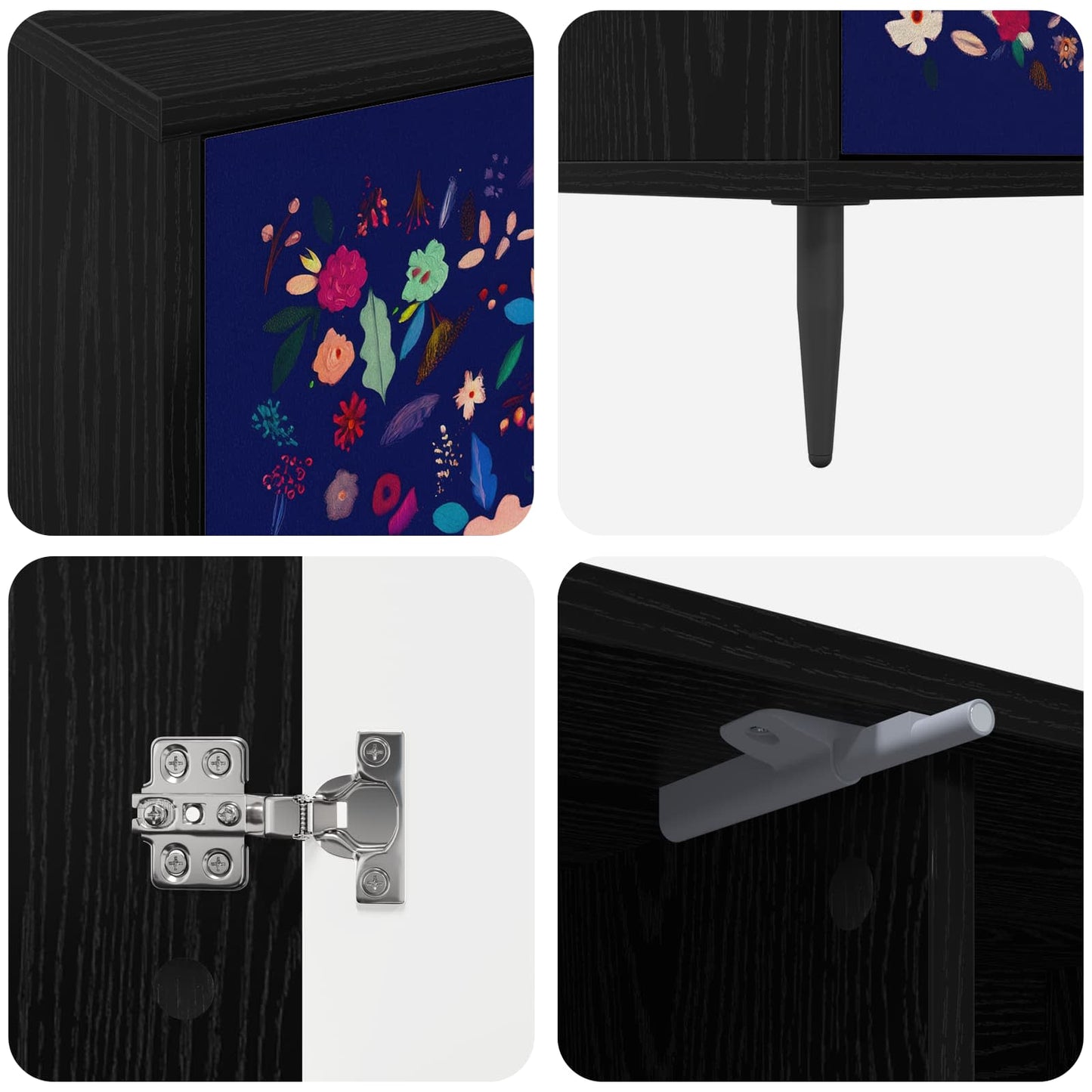 vidaXL TV Cabinet MAINZ 102 x 33 x 51 cm Black Oak Engineered Wood