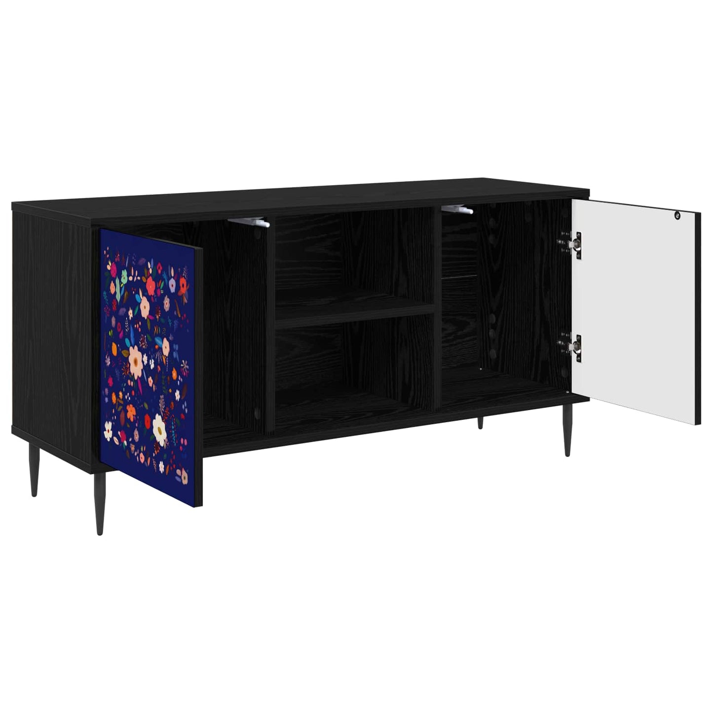 vidaXL TV Cabinet MAINZ 102 x 33 x 51 cm Black Oak Engineered Wood