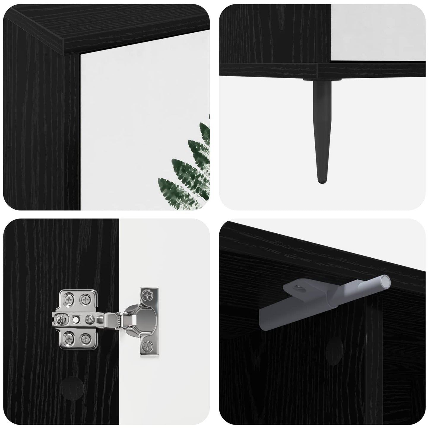 vidaXL TV Cabinet HANAU 102 x 33 x 51 cm Black Oak Engineered Wood