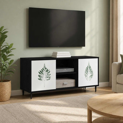 vidaXL TV Cabinet HANAU 102 x 33 x 51 cm Black Oak Engineered Wood