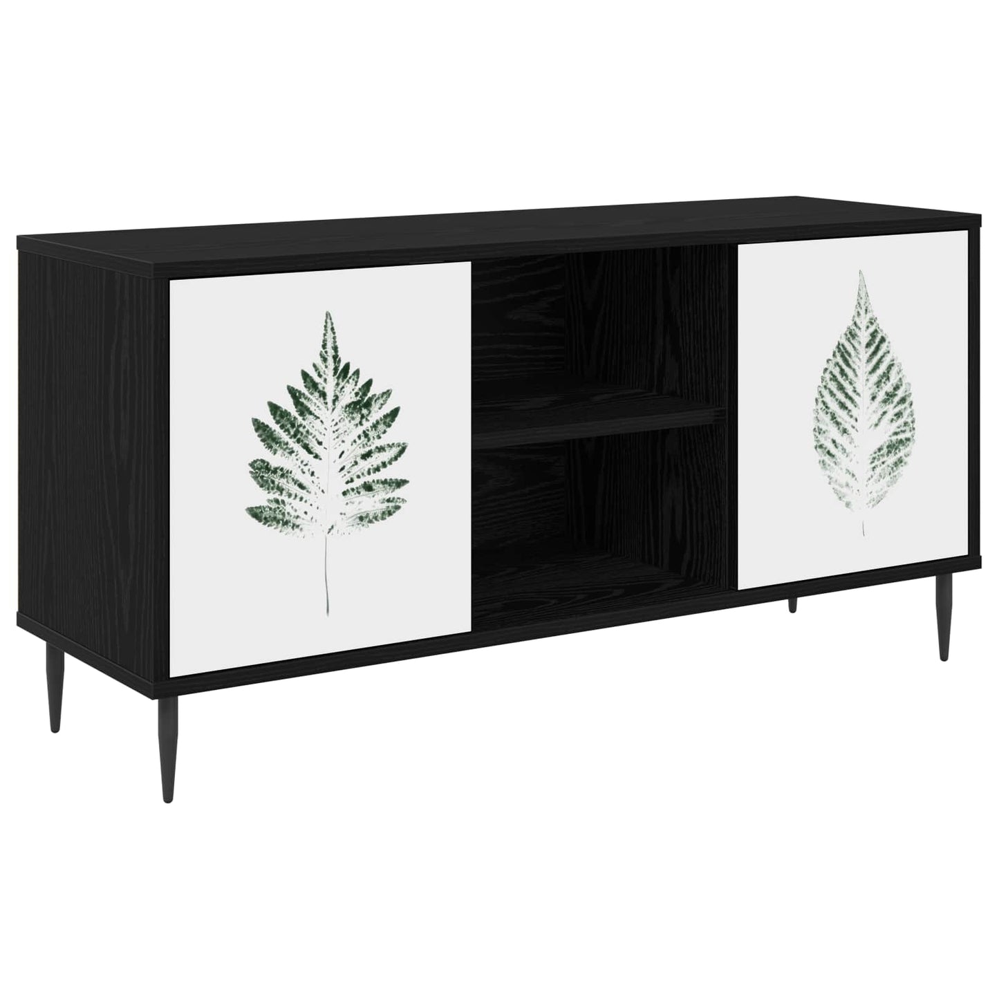 vidaXL TV Cabinet HANAU 102 x 33 x 51 cm Black Oak Engineered Wood