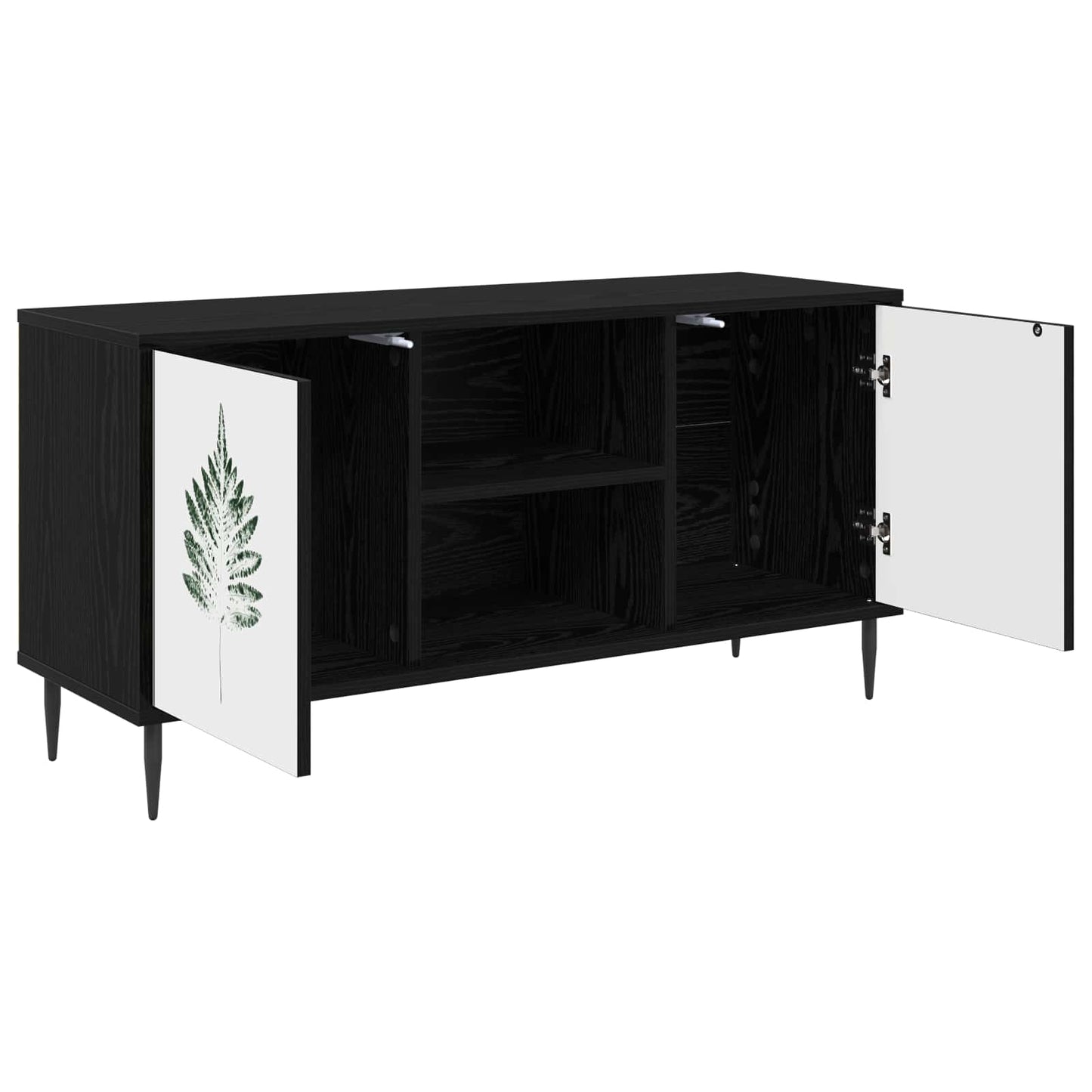 vidaXL TV Cabinet HANAU 102 x 33 x 51 cm Black Oak Engineered Wood