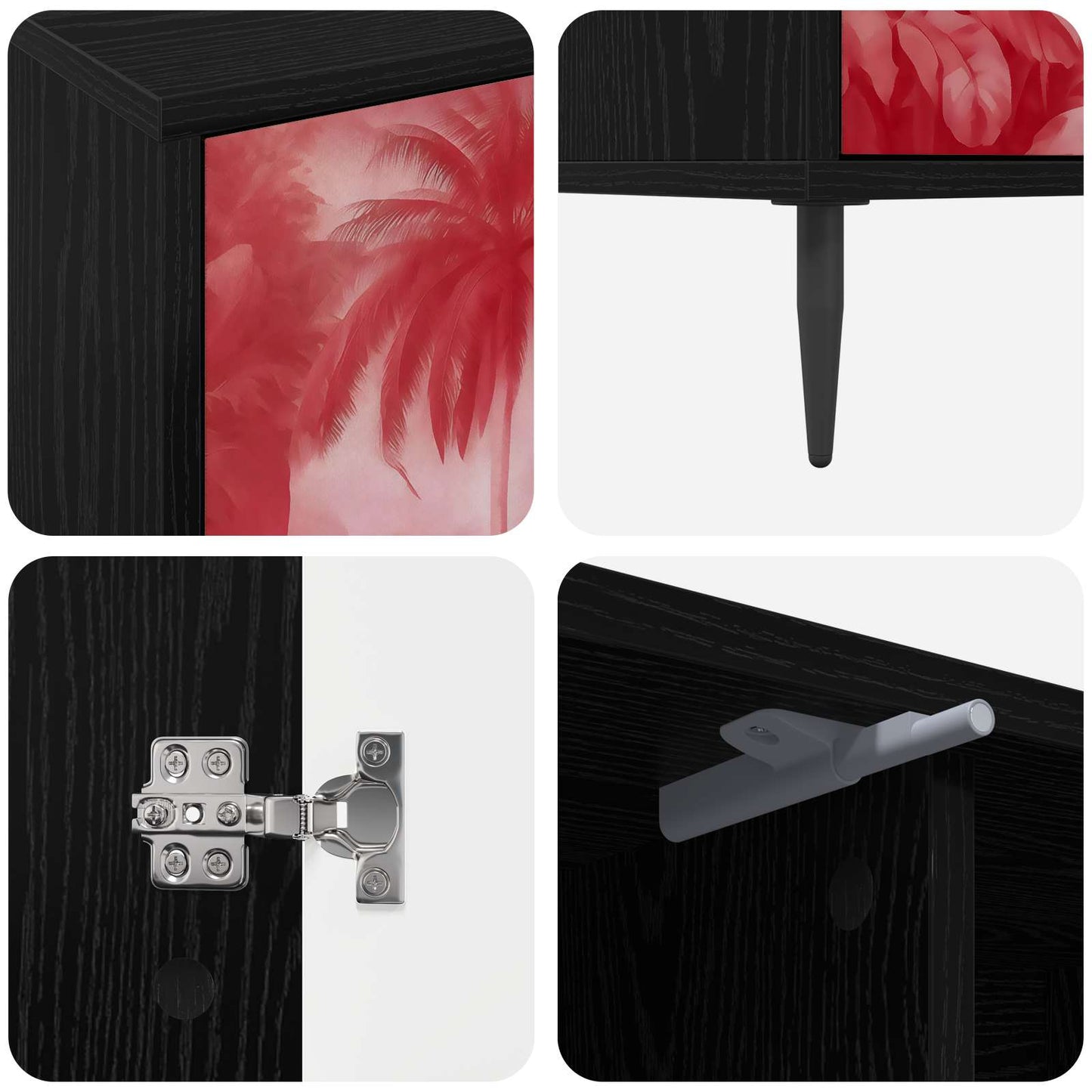 vidaXL TV Cabinet AACHEN 102 x 33 x 51 cm Black Oak Engineered Wood