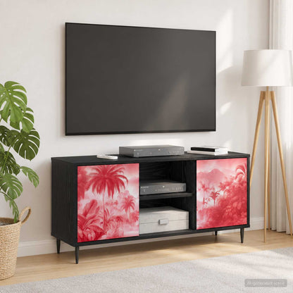 vidaXL TV Cabinet AACHEN 102 x 33 x 51 cm Black Oak Engineered Wood