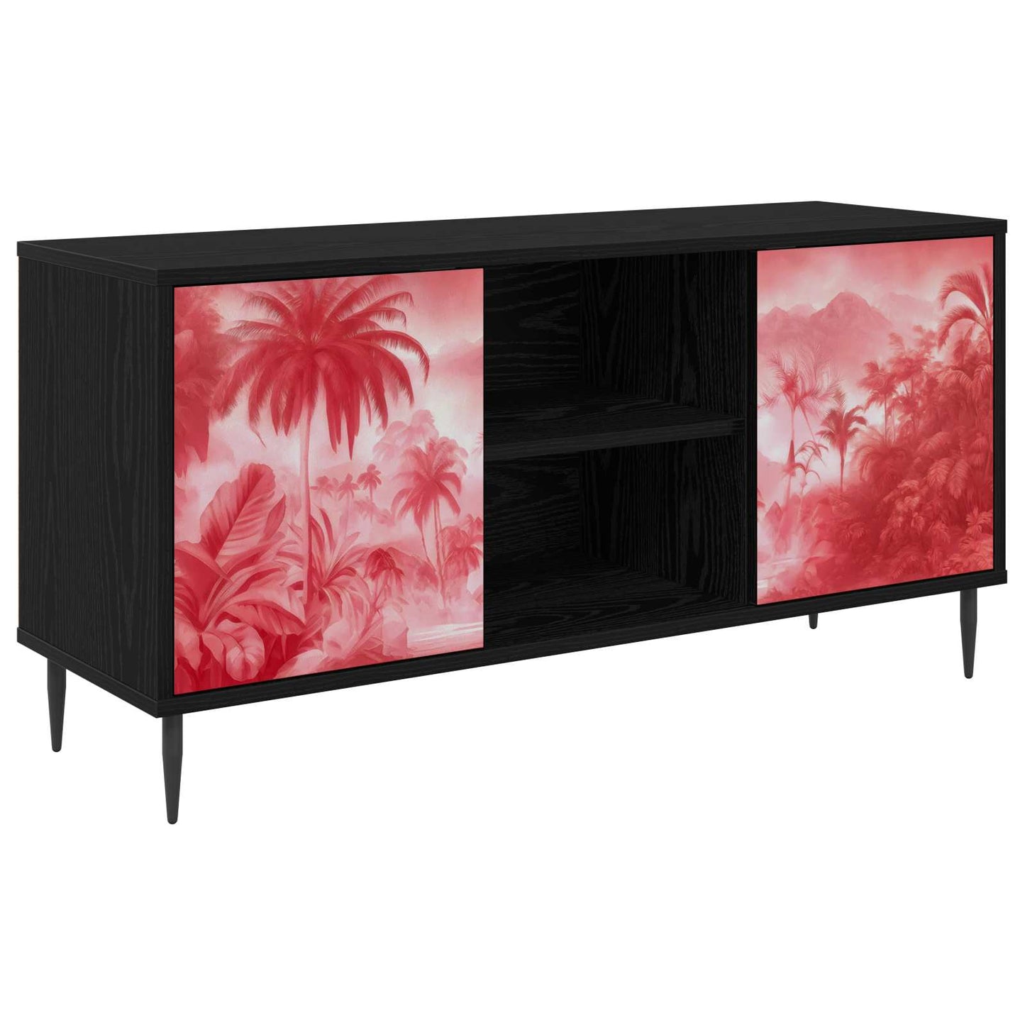 vidaXL TV Cabinet AACHEN 102 x 33 x 51 cm Black Oak Engineered Wood