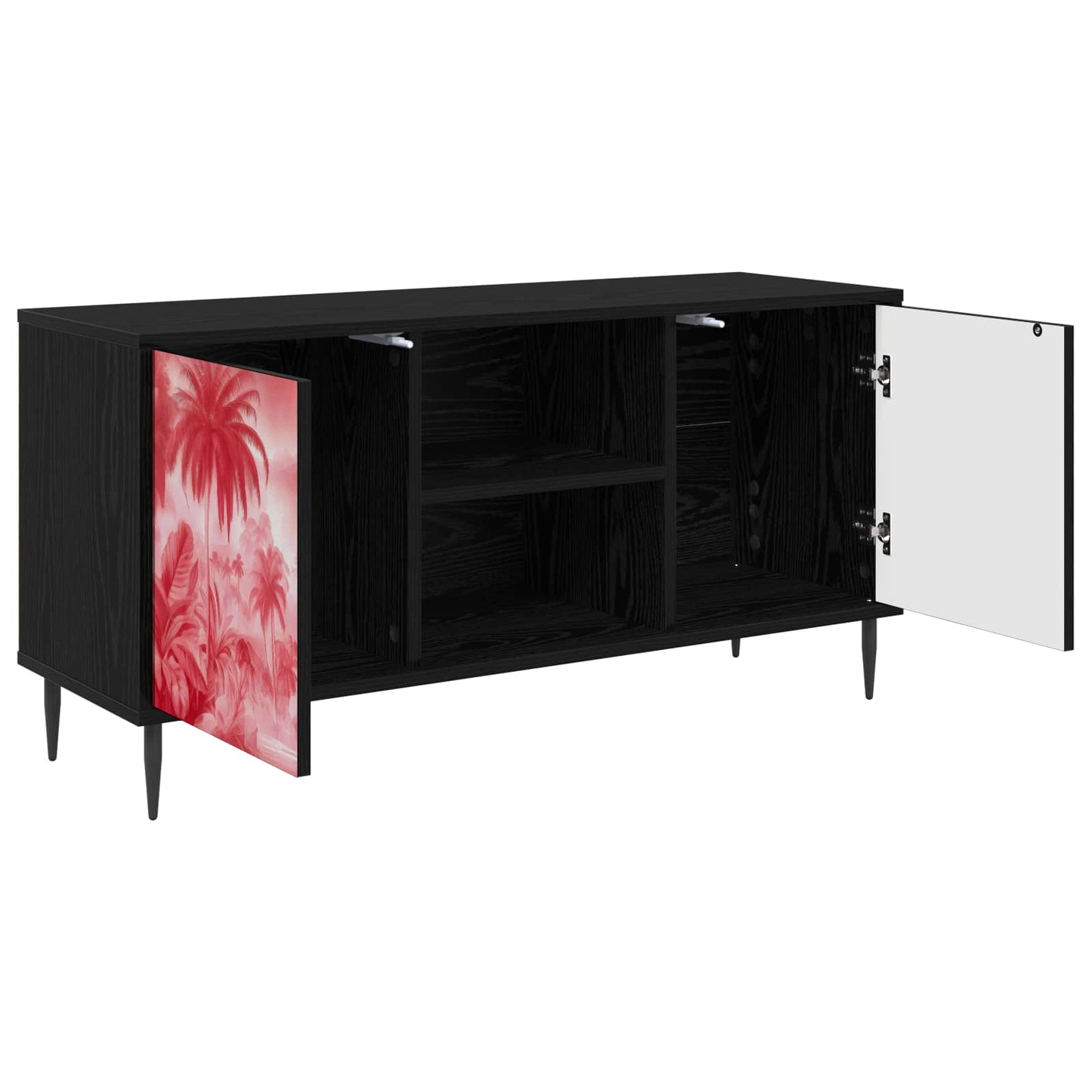 vidaXL TV Cabinet AACHEN 102 x 33 x 51 cm Black Oak Engineered Wood