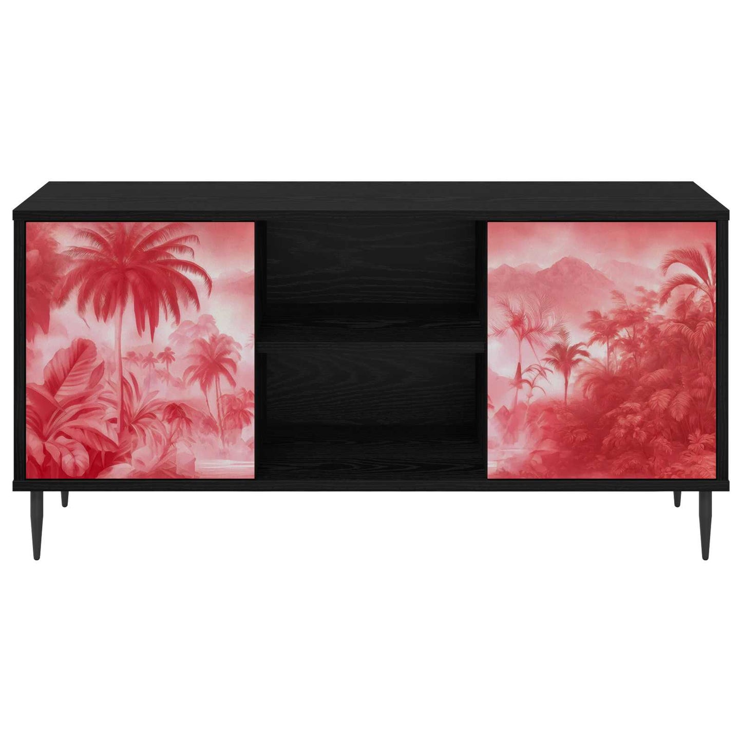 vidaXL TV Cabinet AACHEN 102 x 33 x 51 cm Black Oak Engineered Wood