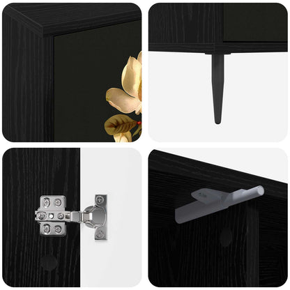 vidaXL TV Cabinet BREMEN 102 x 33 x 51 cm Black Oak Engineered Wood