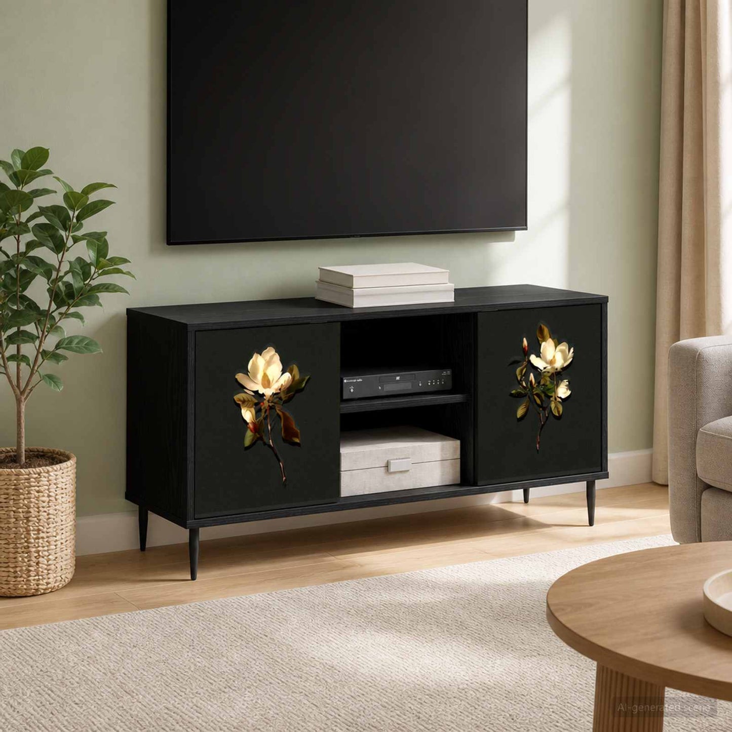 vidaXL TV Cabinet BREMEN 102 x 33 x 51 cm Black Oak Engineered Wood