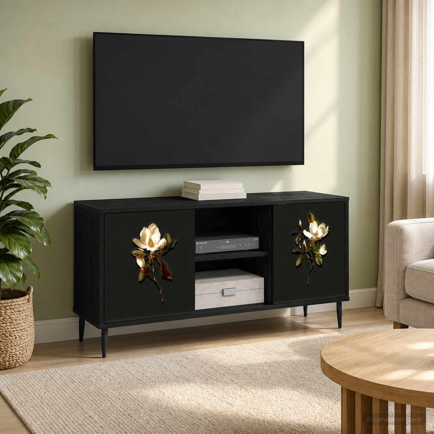 vidaXL TV Cabinet BREMEN 102 x 33 x 51 cm Black Oak Engineered Wood