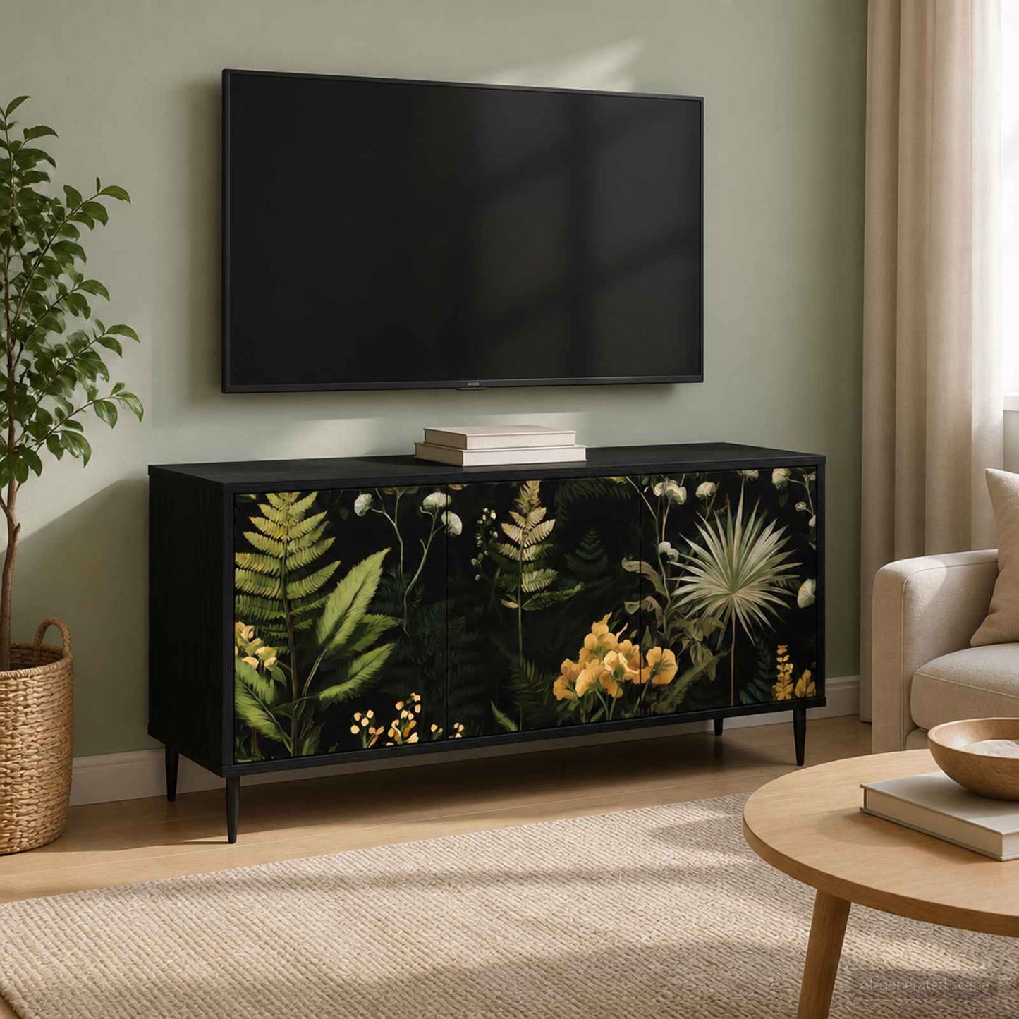 vidaXL TV Cabinet RHENEN 102 x 33 x 51 cm Black Oak Engineered Wood