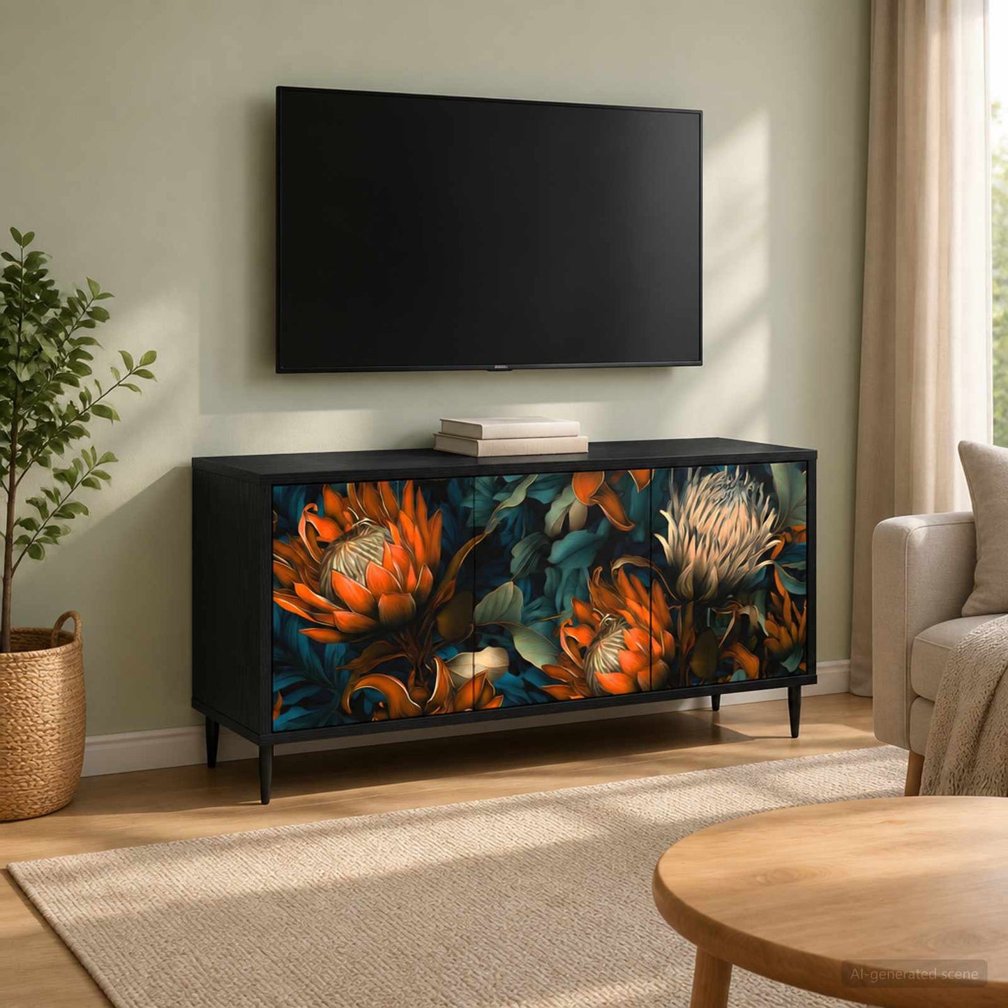 vidaXL TV Cabinet LOCHEM 102 x 33 x 51 cm Black Oak Engineered Wood