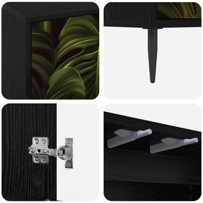 vidaXL TV Cabinet ELBURG 102 x 33 x 51 cm Black Oak Engineered Wood