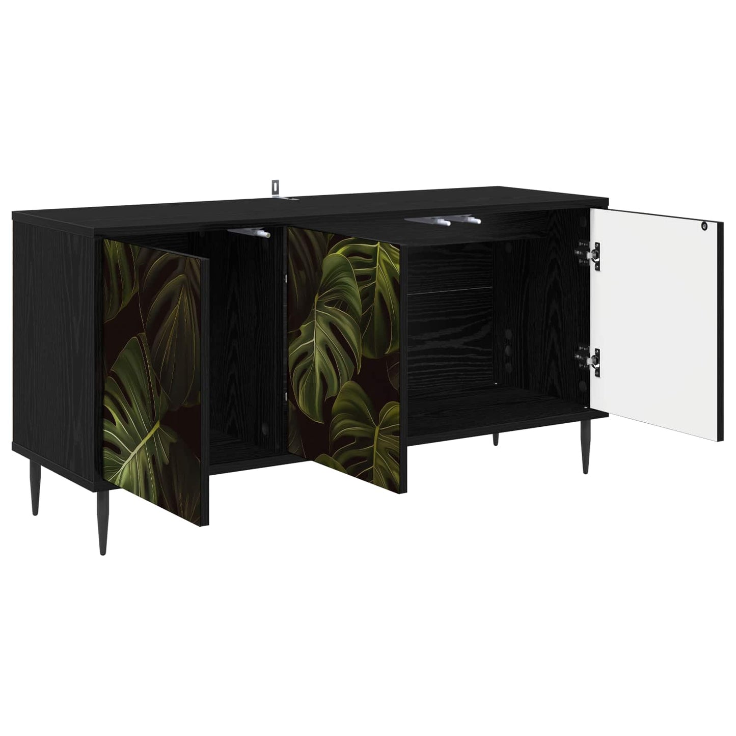 vidaXL TV Cabinet ELBURG 102 x 33 x 51 cm Black Oak Engineered Wood