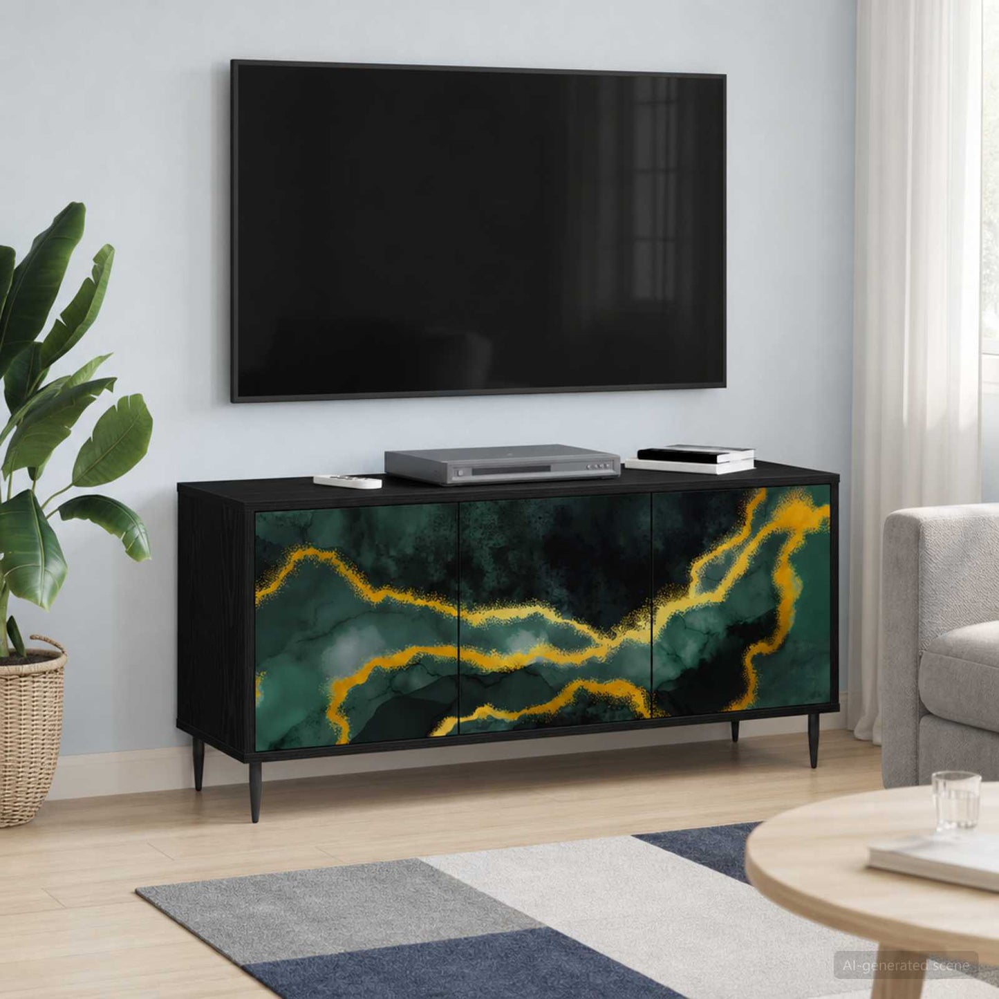 vidaXL TV Cabinet WIJHE 102 x 33 x 51 cm Black Oak Engineered Wood