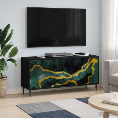 vidaXL TV Cabinet WIJHE 102 x 33 x 51 cm Black Oak Engineered Wood