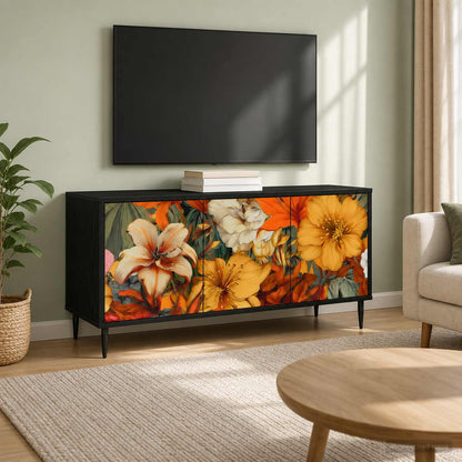 vidaXL TV Cabinet GENNEP 102 x 33 x 51 cm Black Oak Engineered Wood