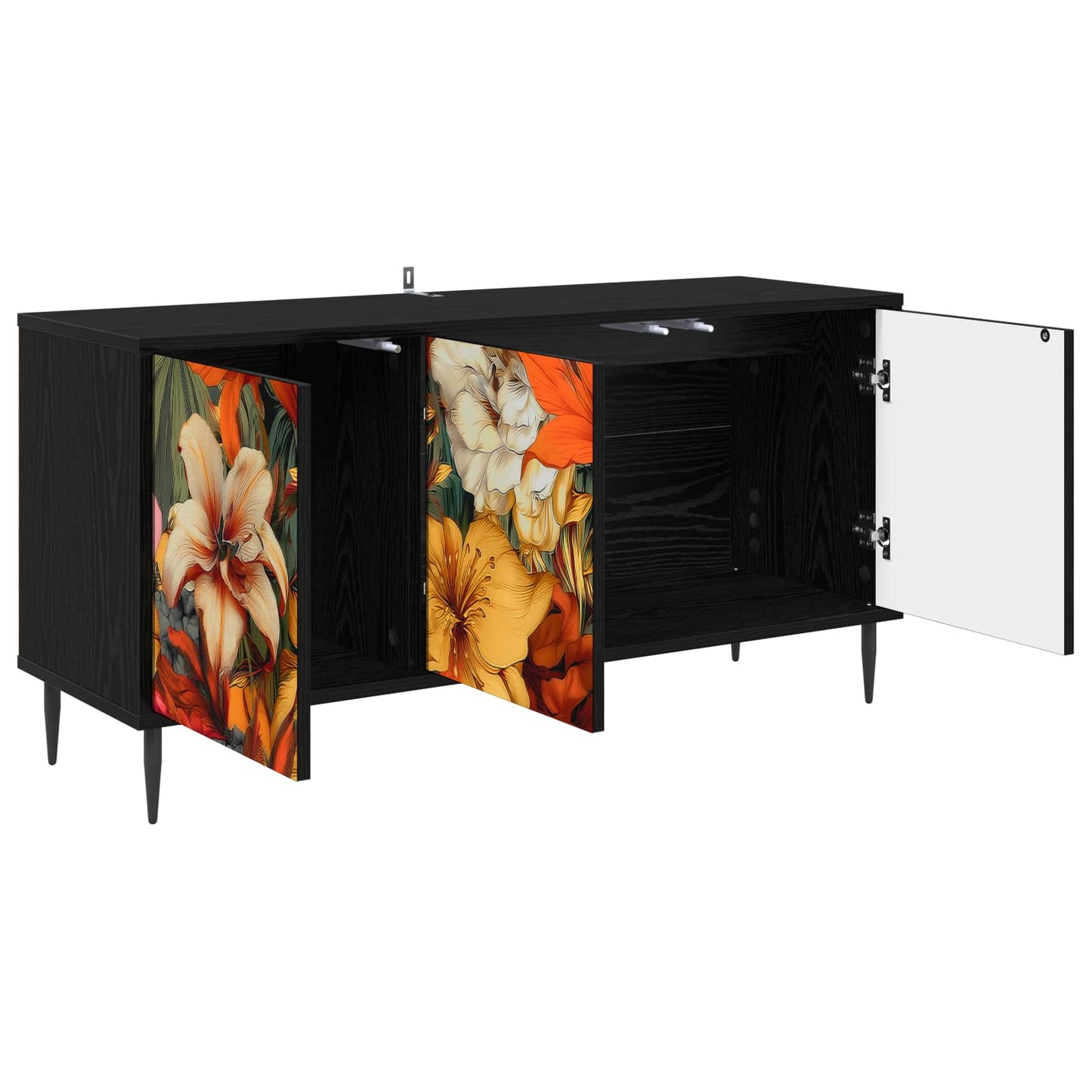 vidaXL TV Cabinet GENNEP 102 x 33 x 51 cm Black Oak Engineered Wood