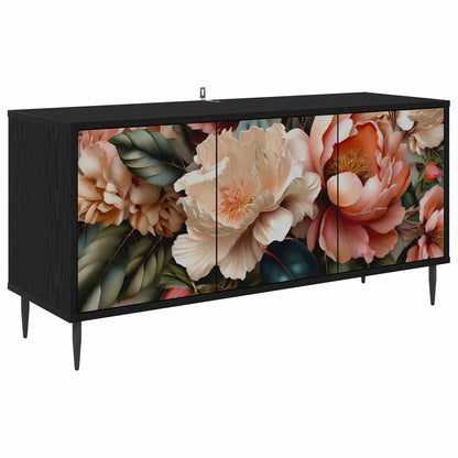 vidaXL TV Cabinet BORNE 102 x 33 x 51 cm Black Oak Engineered Wood