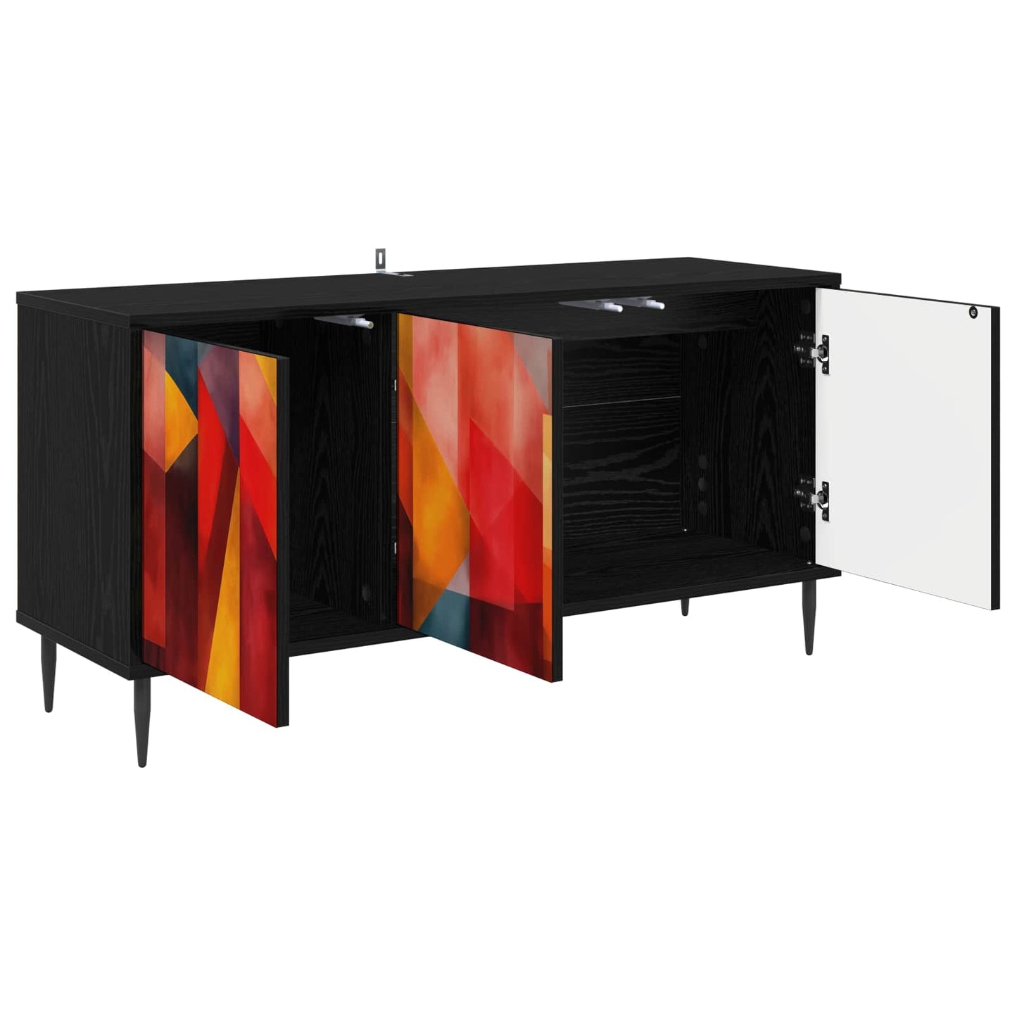 vidaXL TV Cabinet HEESCH 102 x 33 x 51 cm Black Oak Engineered Wood