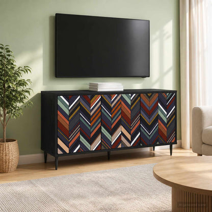 vidaXL TV Cabinet OMMEN 102 x 33 x 51 cm Black Oak Engineered Wood