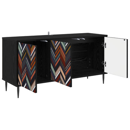vidaXL TV Cabinet OMMEN 102 x 33 x 51 cm Black Oak Engineered Wood