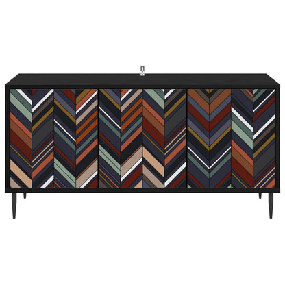vidaXL TV Cabinet OMMEN 102 x 33 x 51 cm Black Oak Engineered Wood