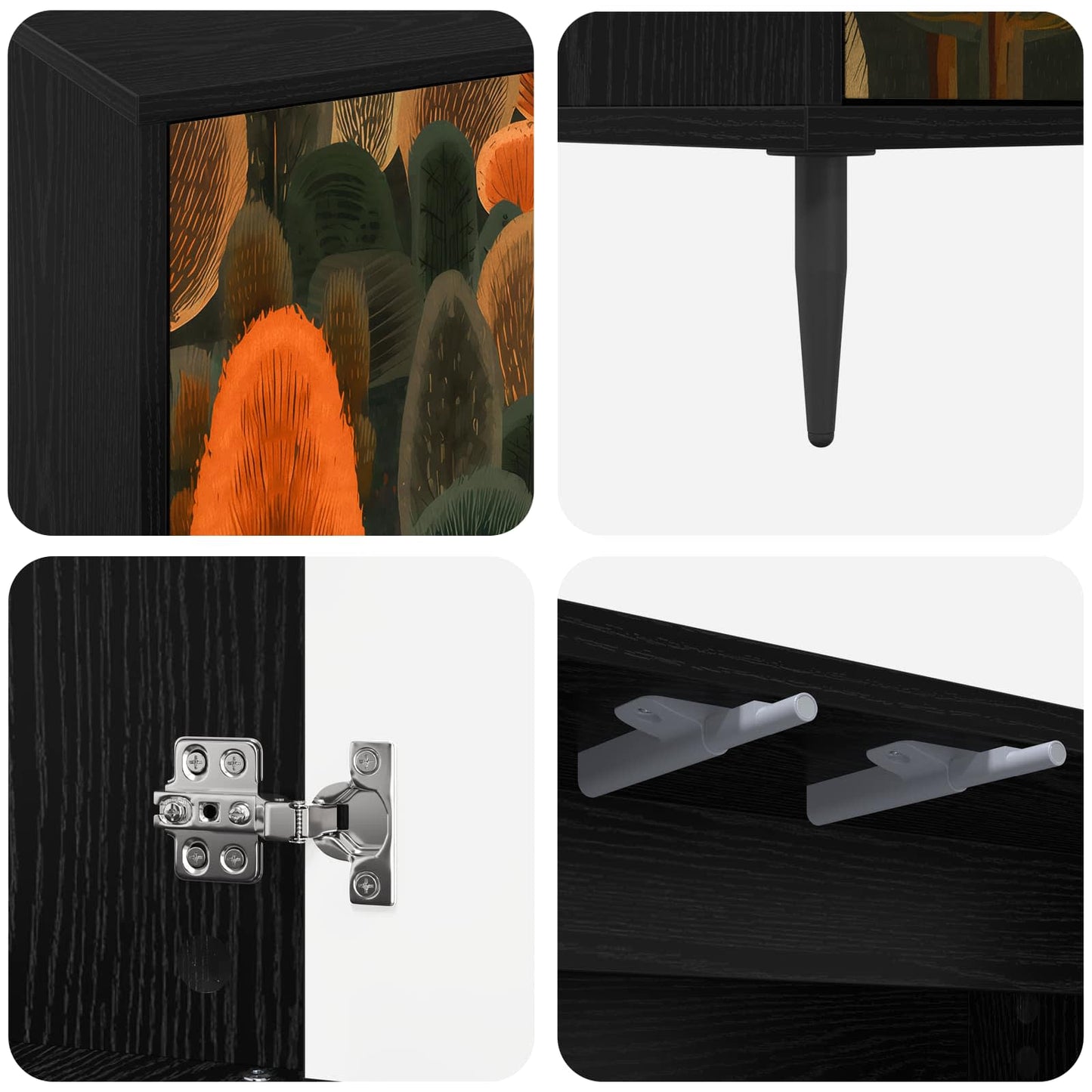 vidaXL TV Cabinet ZAANDAM 102 x 33 x 51 cm Black Oak Engineered Wood