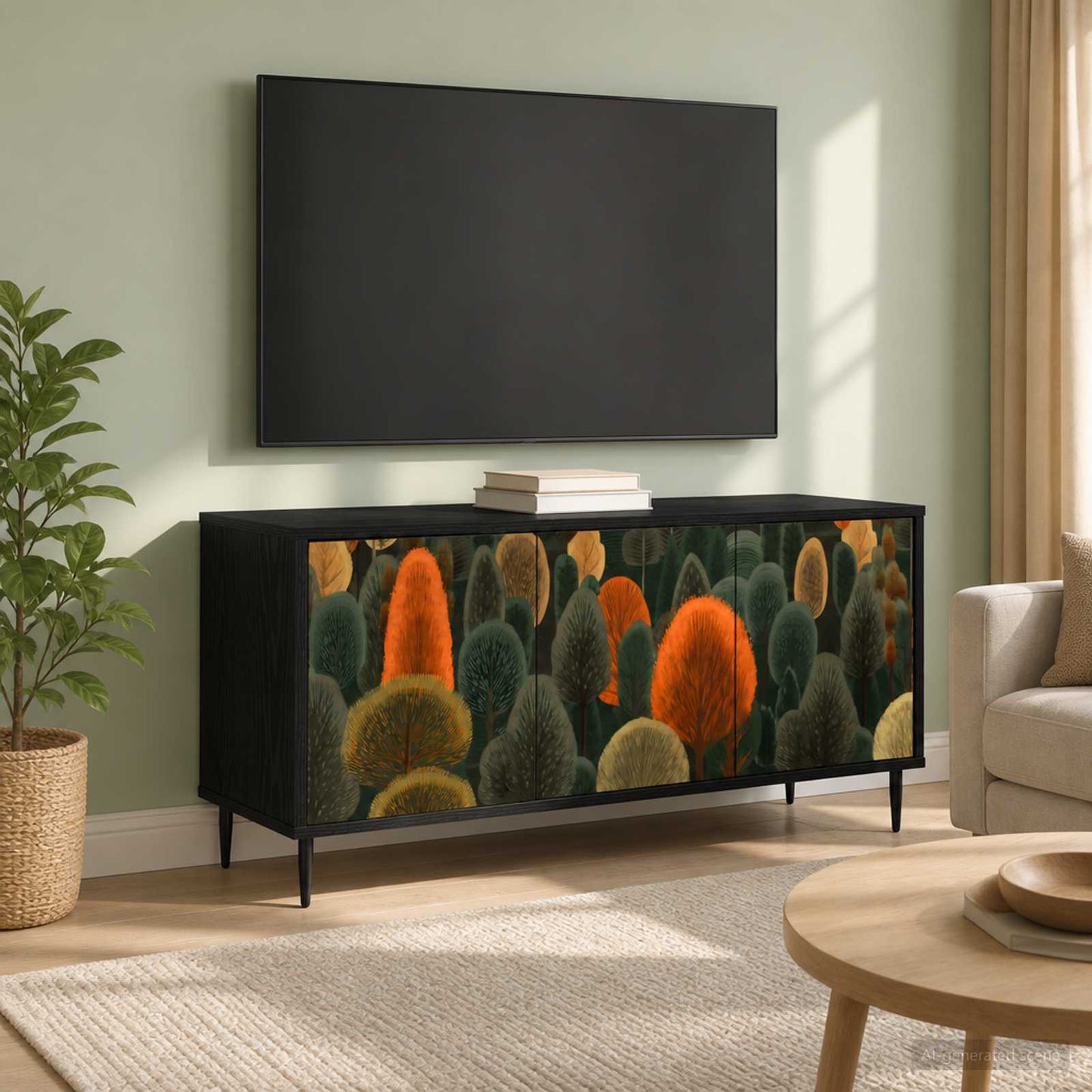 vidaXL TV Cabinet ZAANDAM 102 x 33 x 51 cm Black Oak Engineered Wood