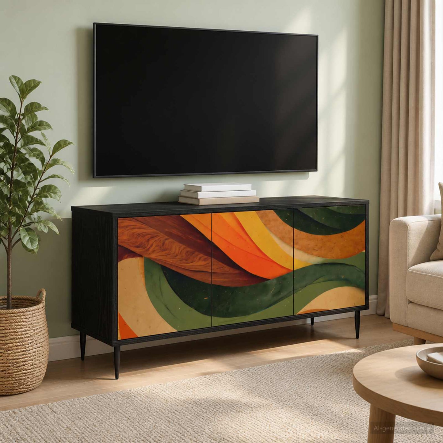 vidaXL TV Cabinet BONN 102 x 33 x 51 cm Black Oak Engineered Wood