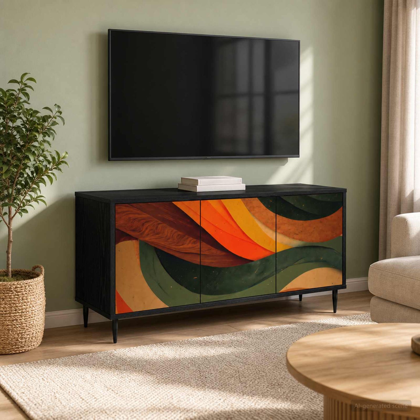vidaXL TV Cabinet BONN 102 x 33 x 51 cm Black Oak Engineered Wood
