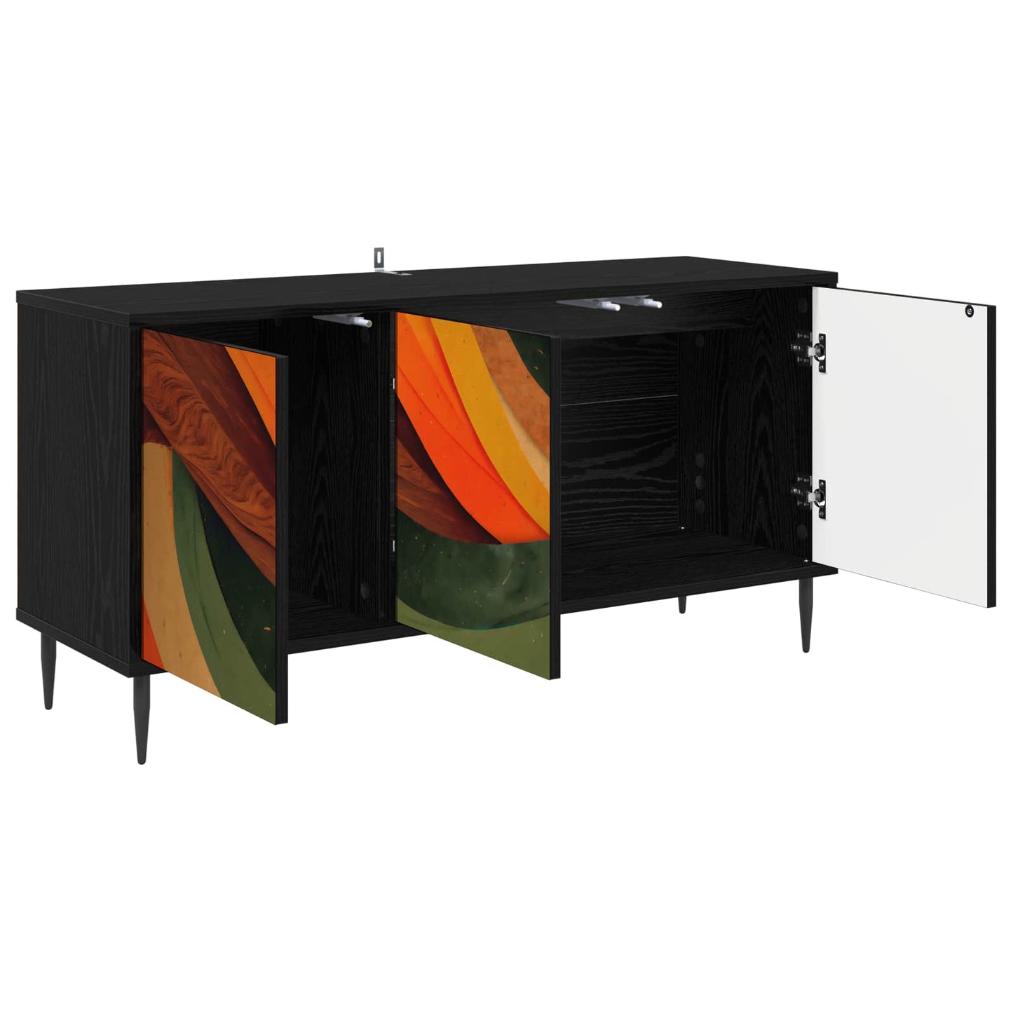 vidaXL TV Cabinet BONN 102 x 33 x 51 cm Black Oak Engineered Wood