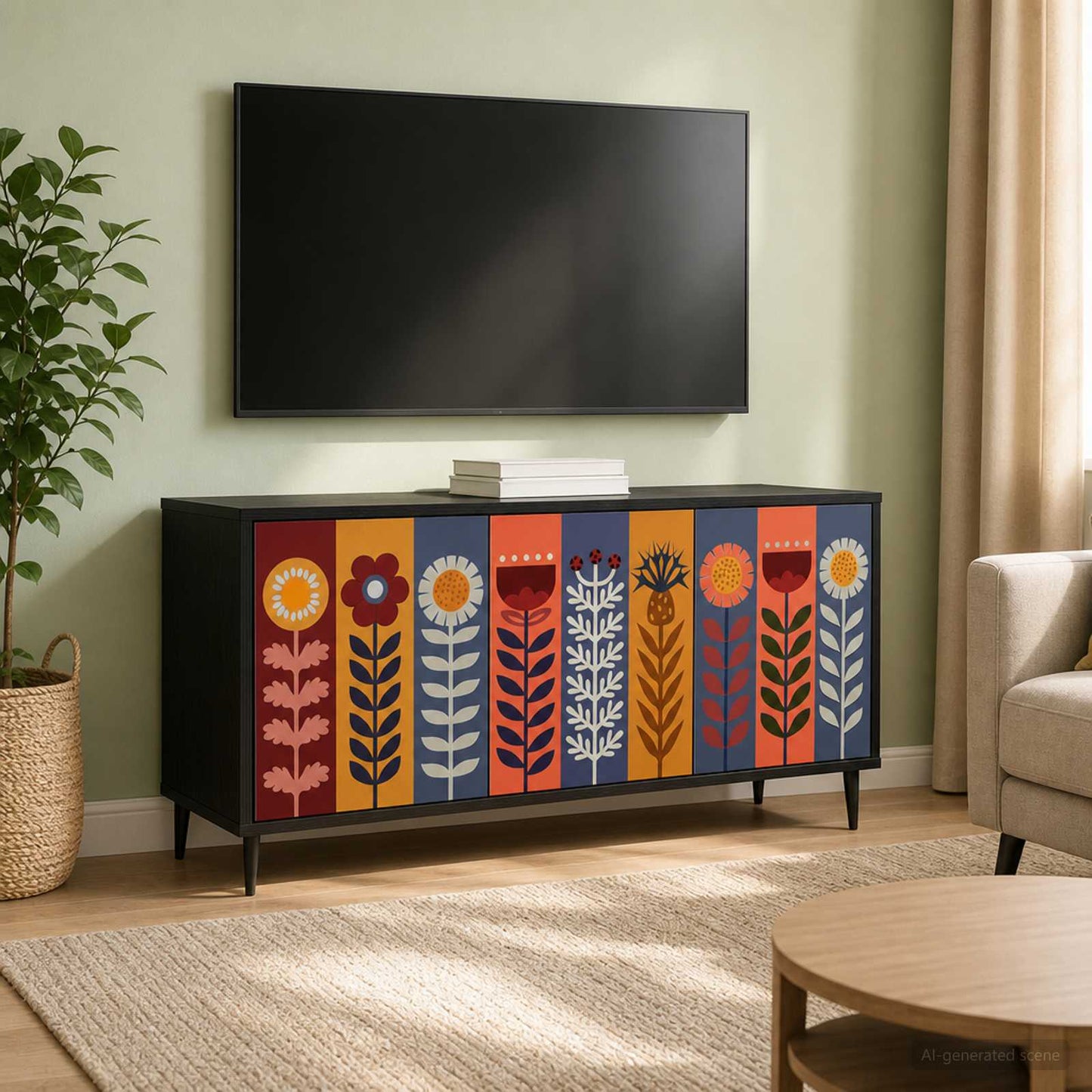 vidaXL TV Cabinet ESSEN 102 x 33 x 51 cm Black Oak Engineered Wood