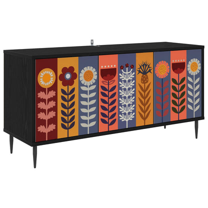 vidaXL TV Cabinet ESSEN 102 x 33 x 51 cm Black Oak Engineered Wood