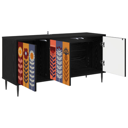 vidaXL TV Cabinet ESSEN 102 x 33 x 51 cm Black Oak Engineered Wood