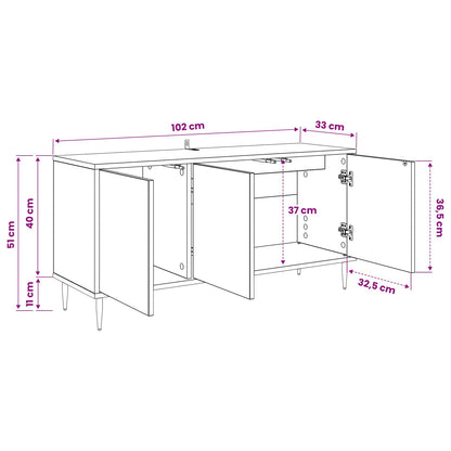 vidaXL TV Cabinet ESSEN 102 x 33 x 51 cm Black Oak Engineered Wood