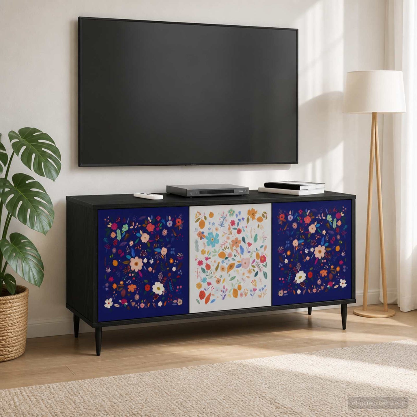 vidaXL TV Cabinet MAINZ 102 x 33 x 51 cm Black Oak Engineered Wood