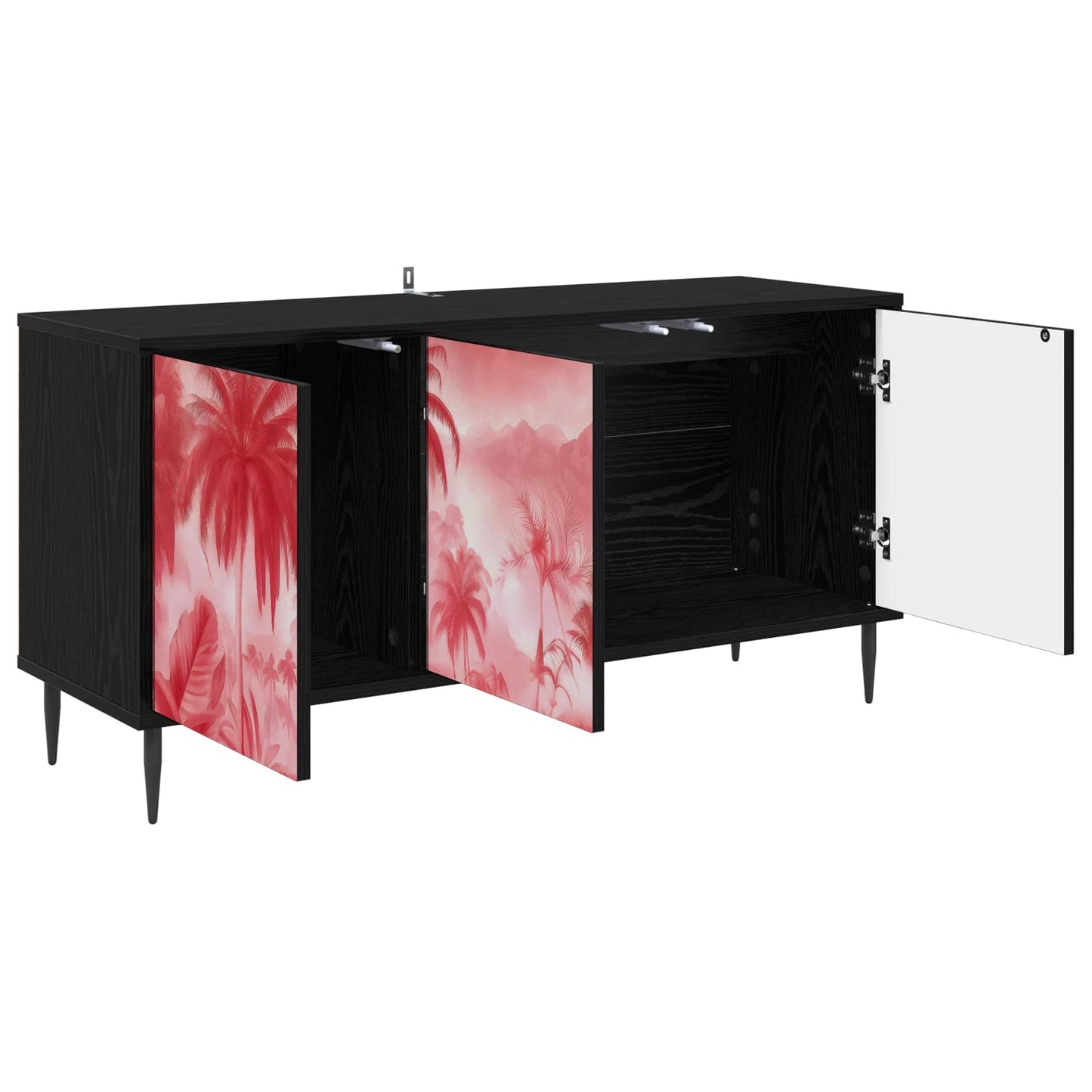 vidaXL TV Cabinet AACHEN 102 x 33 x 51 cm Black Oak Engineered Wood