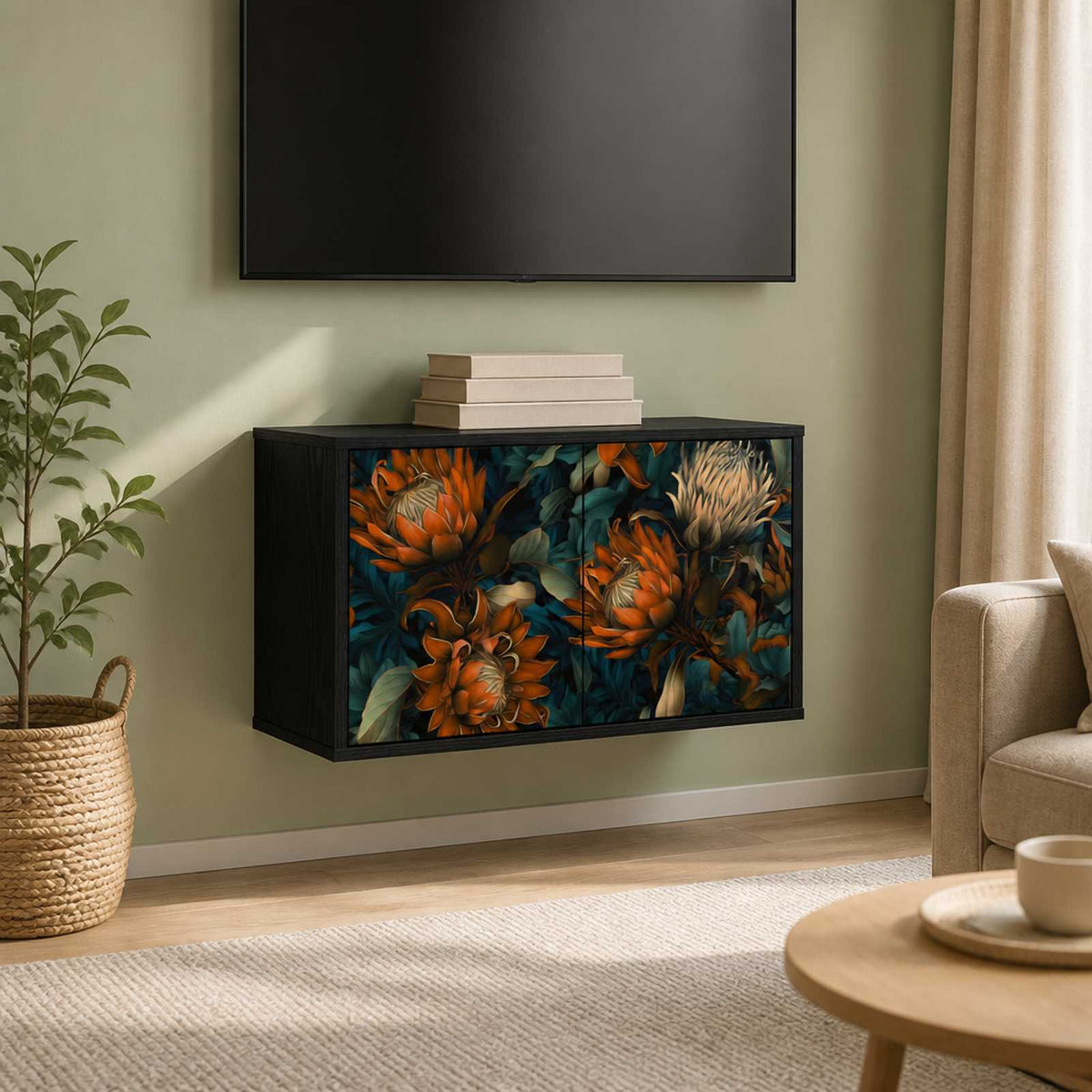 vidaXL Wall-mounted TV Cabinet LOCHEM 69 x 33 x 40 cm Black Oak