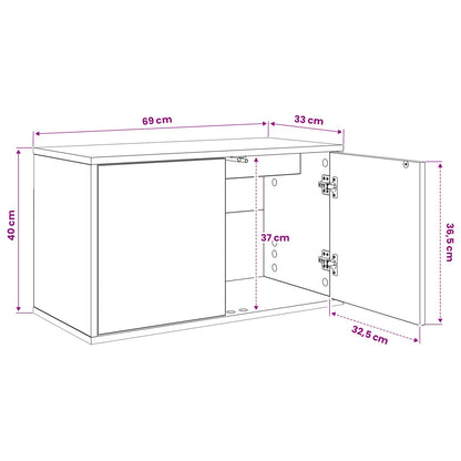 vidaXL Wall-mounted TV Cabinet RAALTE 69 x 33 x 40 cm Black Oak