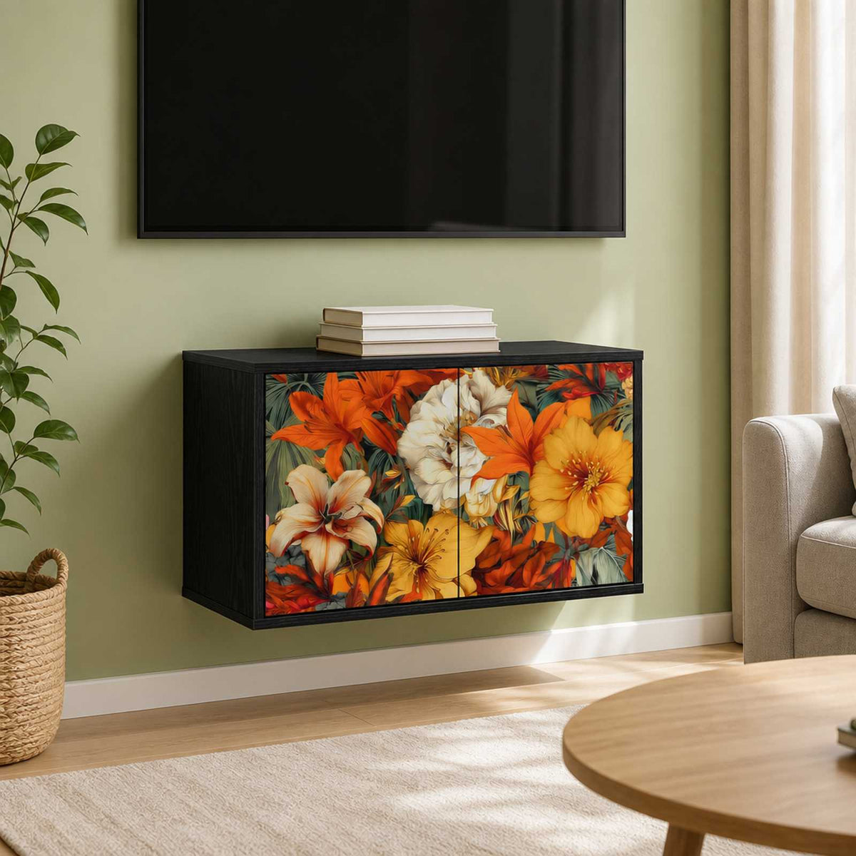 vidaXL Wall-mounted TV Cabinet GENNEP 69 x 33 x 40 cm Black Oak